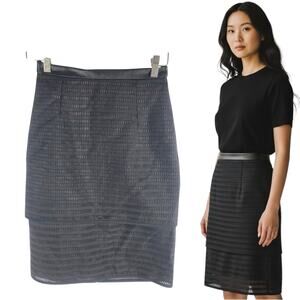 NEW Tibi Tiered Pencil Skirt Black Back 2 Way Zip Size 0